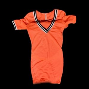 NEW MODE Neon Orange Bodycon RingerShirt Dress